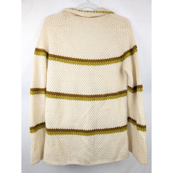 Vtg Mohair Striped Knit Button Cream Cardigan Sweater‎ L Preppy Cottagecore Boho - Picture 7 of 10